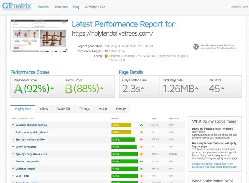 GTmetrix Website Performance Tools