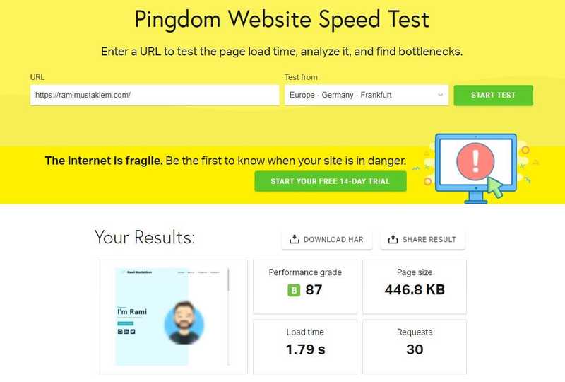 Pingdom Website Speed Test